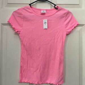 GAP Pink Short Sleeve Tee with Ribbed Trim